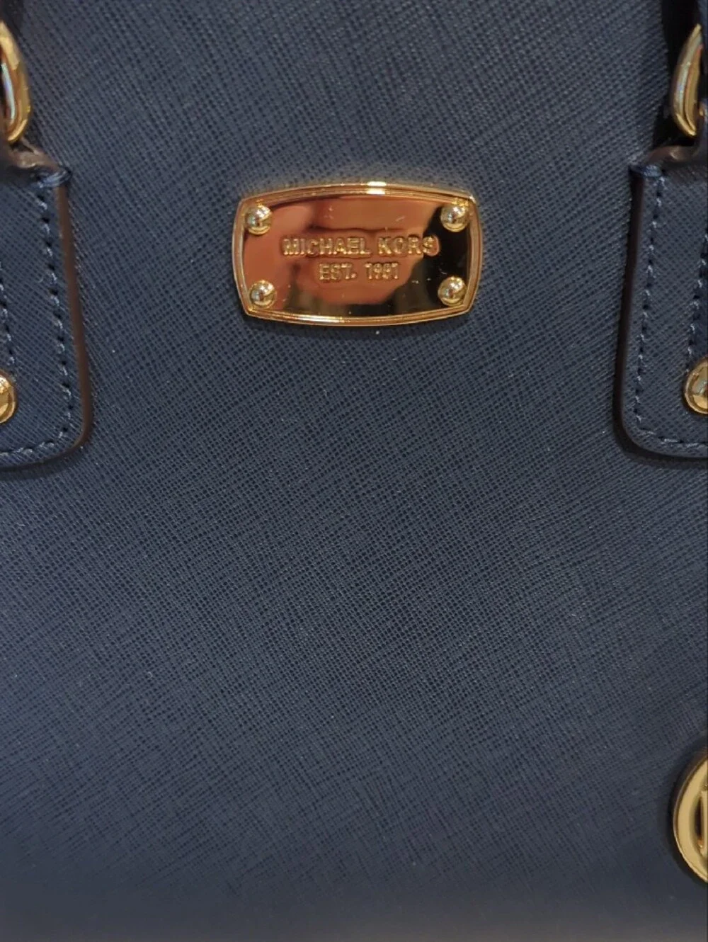 Michael Kors Navy Saffiano Satchel with Gold Hardware Has Callouts** - Picture 2 of 9